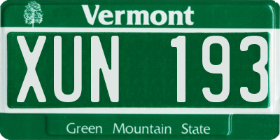 VT license plate XUN193