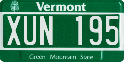 VT license plate XUN195