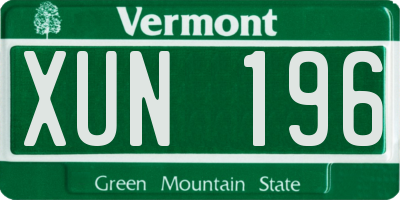 VT license plate XUN196
