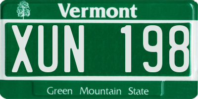 VT license plate XUN198