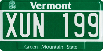 VT license plate XUN199