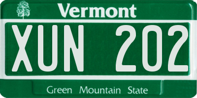 VT license plate XUN202