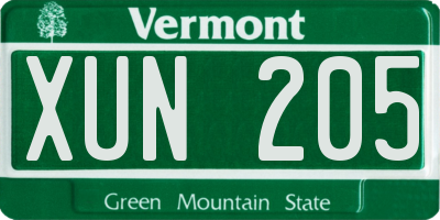 VT license plate XUN205