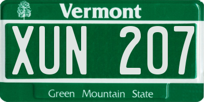 VT license plate XUN207