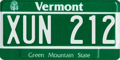 VT license plate XUN212