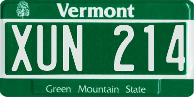 VT license plate XUN214