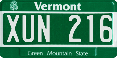 VT license plate XUN216
