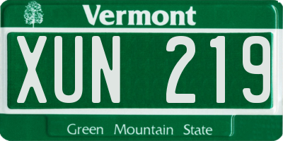 VT license plate XUN219