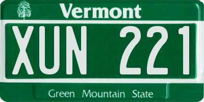 VT license plate XUN221