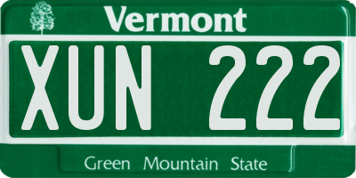 VT license plate XUN222