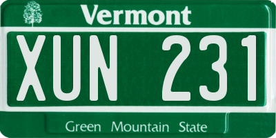 VT license plate XUN231