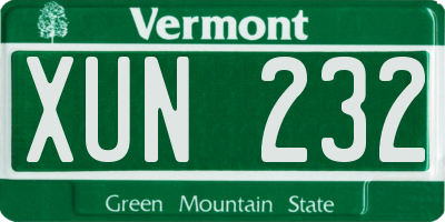 VT license plate XUN232