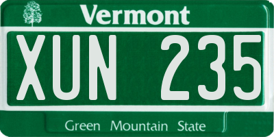 VT license plate XUN235