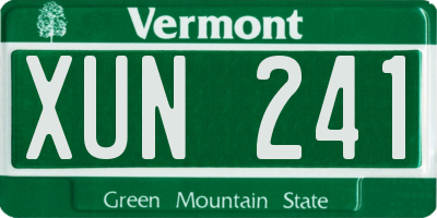 VT license plate XUN241