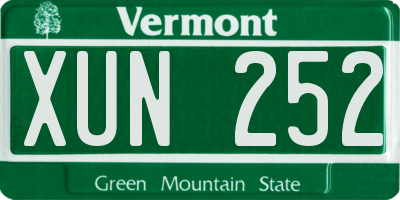 VT license plate XUN252