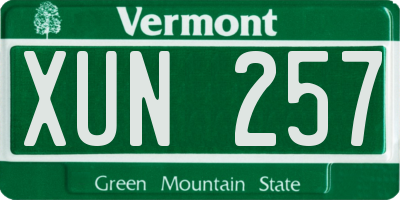 VT license plate XUN257