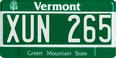 VT license plate XUN265