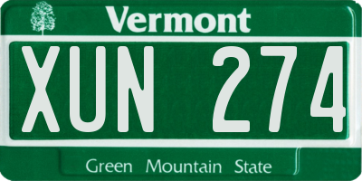 VT license plate XUN274