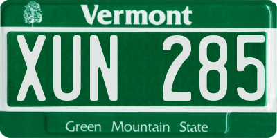 VT license plate XUN285