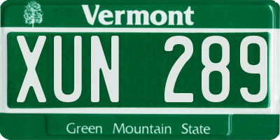 VT license plate XUN289