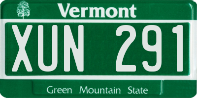 VT license plate XUN291