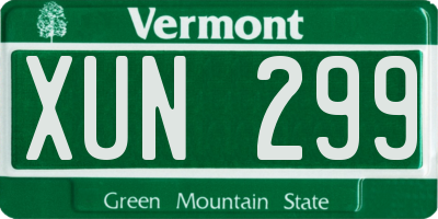 VT license plate XUN299