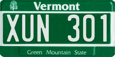 VT license plate XUN301