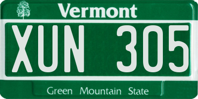 VT license plate XUN305
