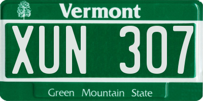 VT license plate XUN307
