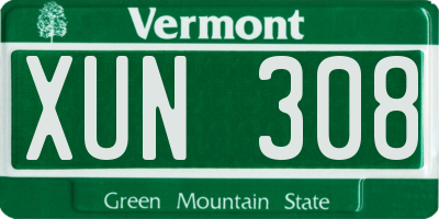 VT license plate XUN308