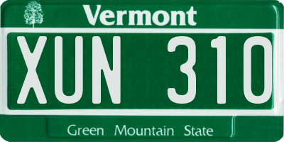 VT license plate XUN310