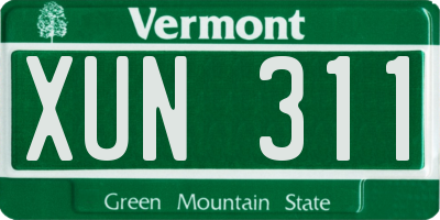 VT license plate XUN311