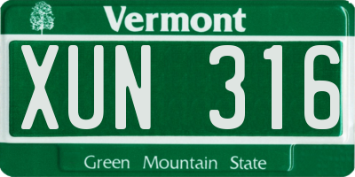 VT license plate XUN316