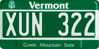 VT license plate XUN322