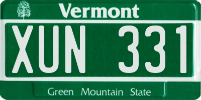 VT license plate XUN331