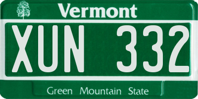 VT license plate XUN332