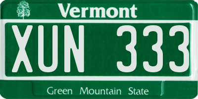 VT license plate XUN333