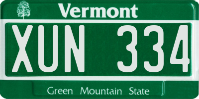 VT license plate XUN334