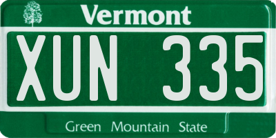 VT license plate XUN335
