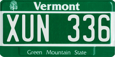 VT license plate XUN336