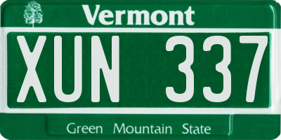 VT license plate XUN337