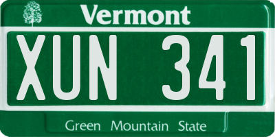 VT license plate XUN341