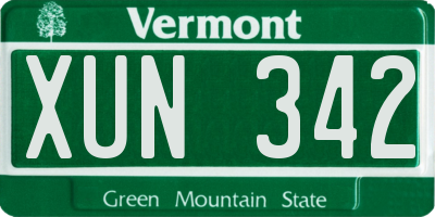 VT license plate XUN342