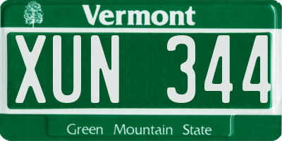 VT license plate XUN344