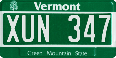 VT license plate XUN347