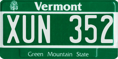 VT license plate XUN352