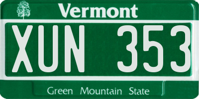 VT license plate XUN353