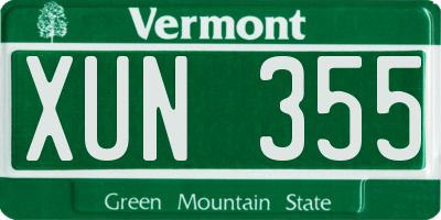 VT license plate XUN355