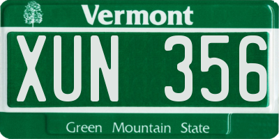 VT license plate XUN356