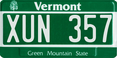 VT license plate XUN357